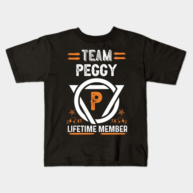 Team peggy Lifetime Member, Family Name, Surname, Middle name Kids T-Shirt by Smeis